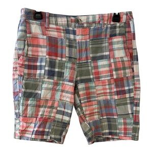 L.L. Bean Red and Plaid Flat Front Shorts